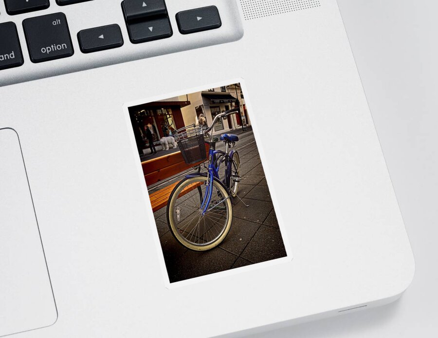 Schwinn Bike Sticker featuring the photograph Classic blue Schwinn Bike by Sven Brogren
