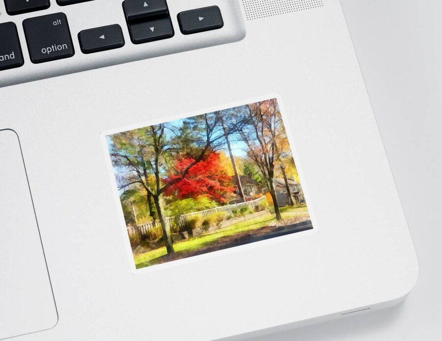 Autumn Sticker featuring the photograph Colorful Autumn Street by Susan Savad