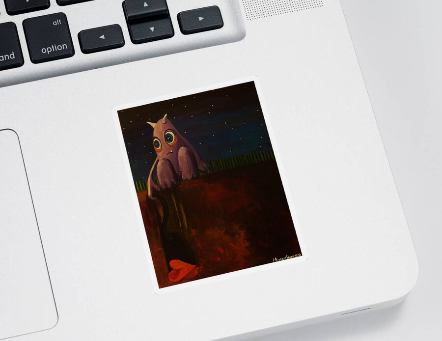 Monster Sticker featuring the painting Disconnecting by Mindy Huntress