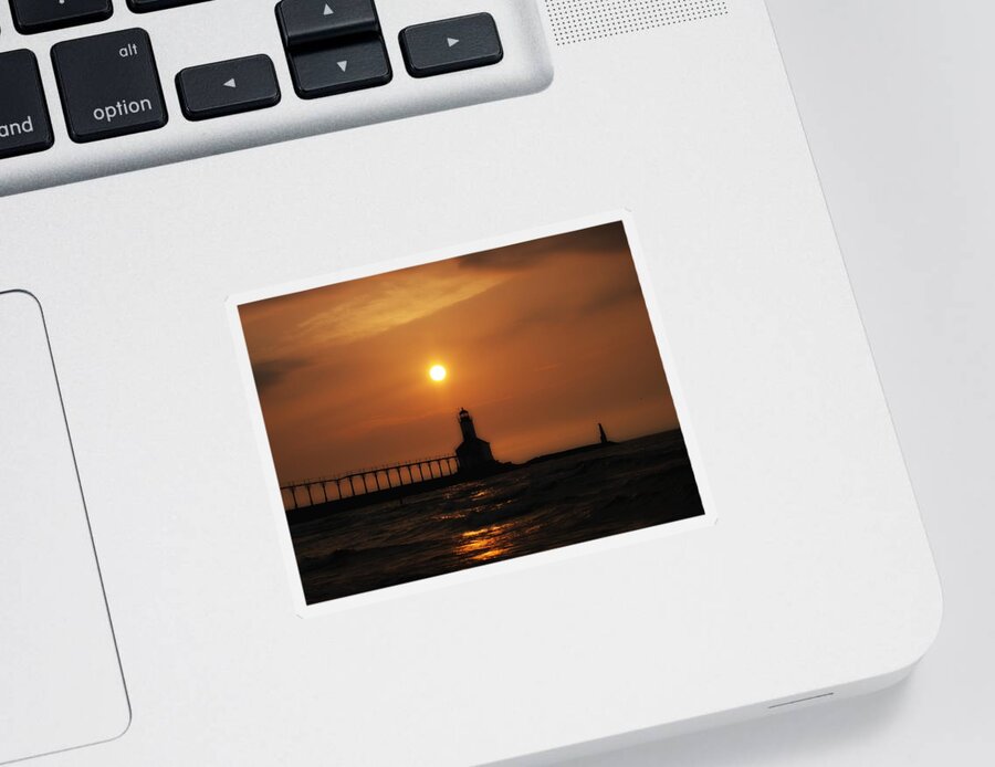 Sunset Sticker featuring the photograph Dreamy Sunset At The Lighthouse by Scott Wood