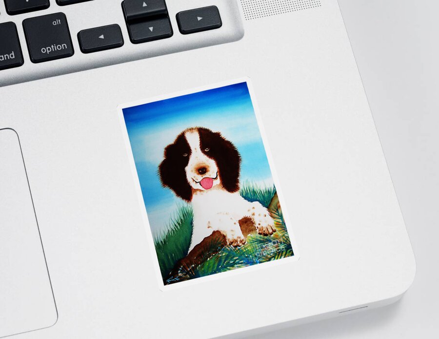 Animals Sticker featuring the painting English Springer Spaniel by Frances Ku