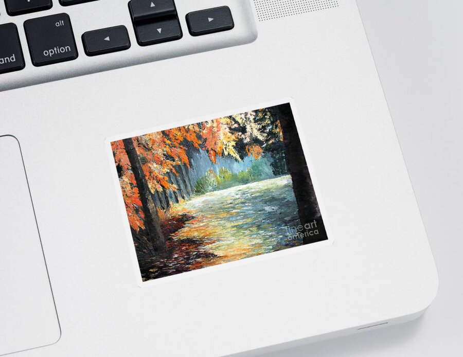 Forest Sticker featuring the painting Forest in Fall by Amalia Suruceanu