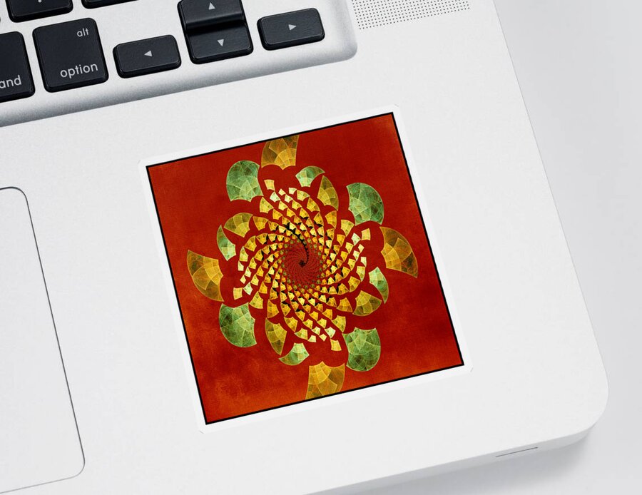Geometric Sticker featuring the digital art Fractal Twirl by Bonnie Bruno