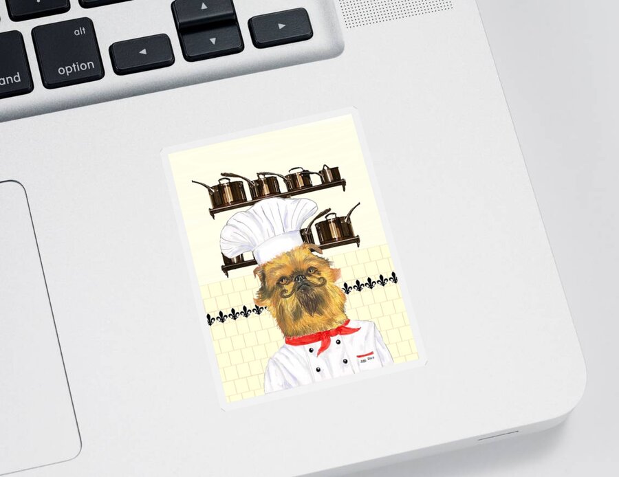 Brussels Griffon Sticker featuring the mixed media Griff by Stephanie Grant