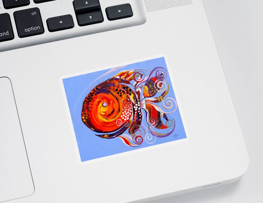 Fish Paintings Sticker featuring the painting Happy Rainbow Fish by J Vincent Scarpace