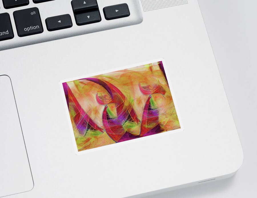High Vibrational Art Sticker featuring the digital art High Vibrational by Linda Sannuti