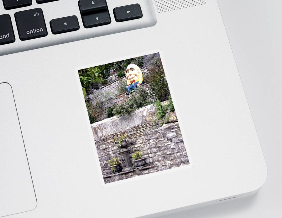 Humpty Dumpty Sticker featuring the photograph Humpty Dumpty Sat On A Wall by Gerry High