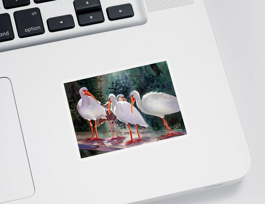 Ibis Sticker featuring the painting Ibis - Youngster Among Us. by Roxanne Tobaison