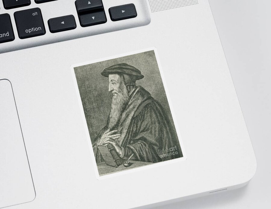 John Calvin Sticker featuring the photograph John Calvin, French Theologian by Photo Researchers