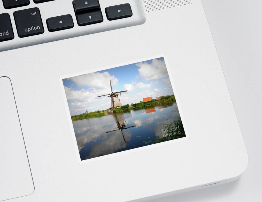 Windmill Sticker featuring the photograph Kinderdijk Windmill by Lainie Wrightson