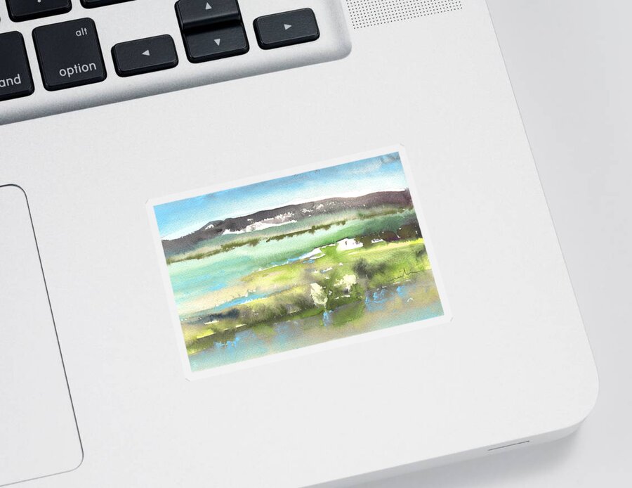 Travel Sticker featuring the painting Lagoon In Spain by Miki De Goodaboom