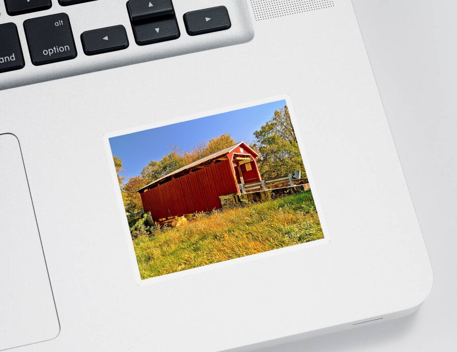 American Sticker featuring the photograph Landis Mill Covered Bridge by Nick Zelinsky Jr