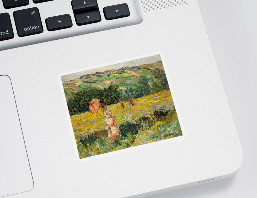 Limetz Meadow Sticker featuring the painting Limetz Meadow by Claude Monet