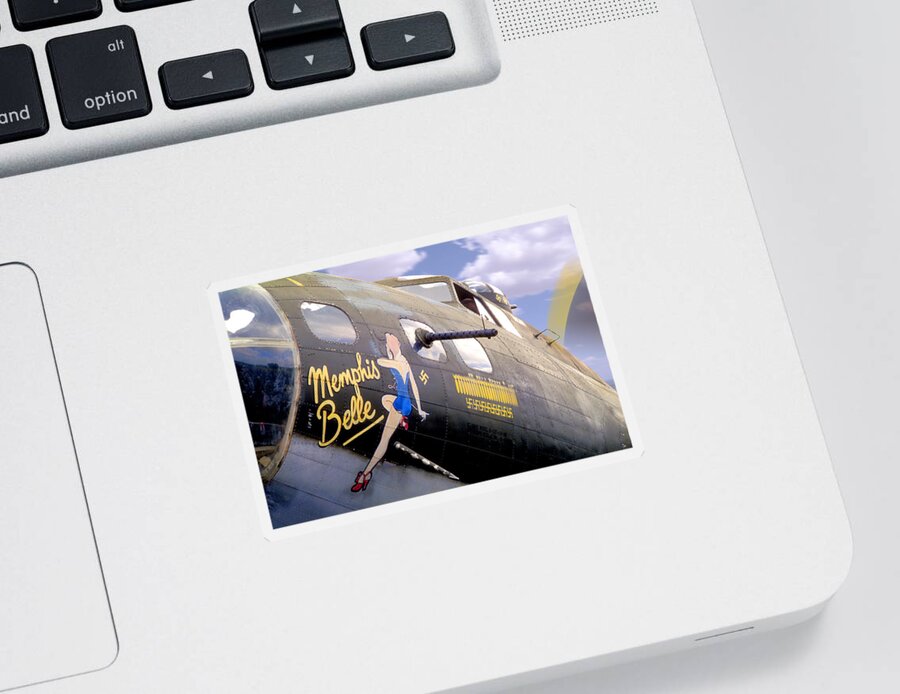 Warbird Sticker featuring the photograph Memphis Belle Noce Art B - 17 by Mike McGlothlen