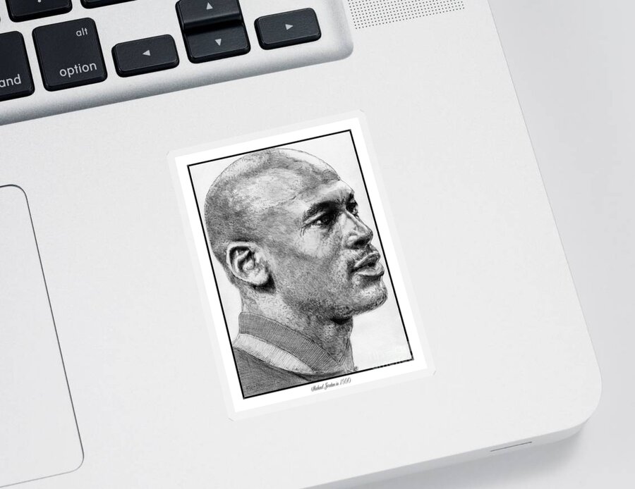 Michael Sticker featuring the drawing Michael Jordan in 1990 by J McCombie