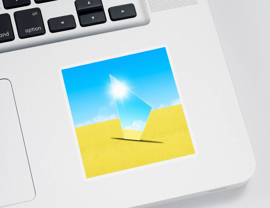 Background Sticker featuring the photograph Mirror On Sand In Blue Sky by Setsiri Silapasuwanchai