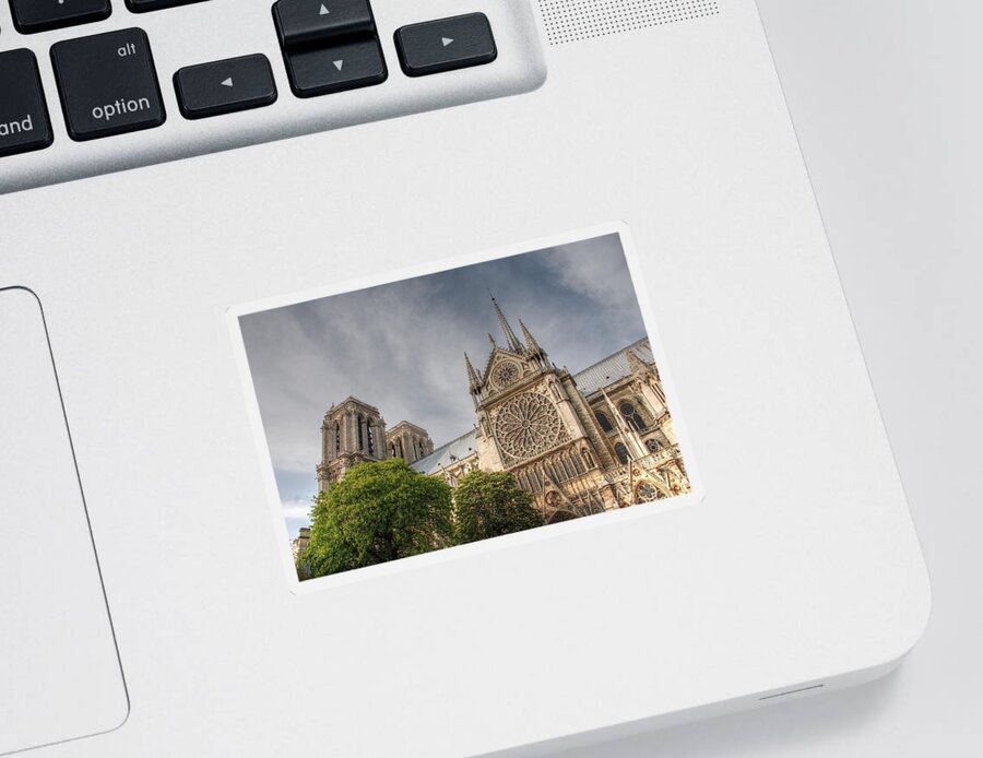 Notre Dame Sticker featuring the photograph Notre Dame de Paris by Jennifer Ancker