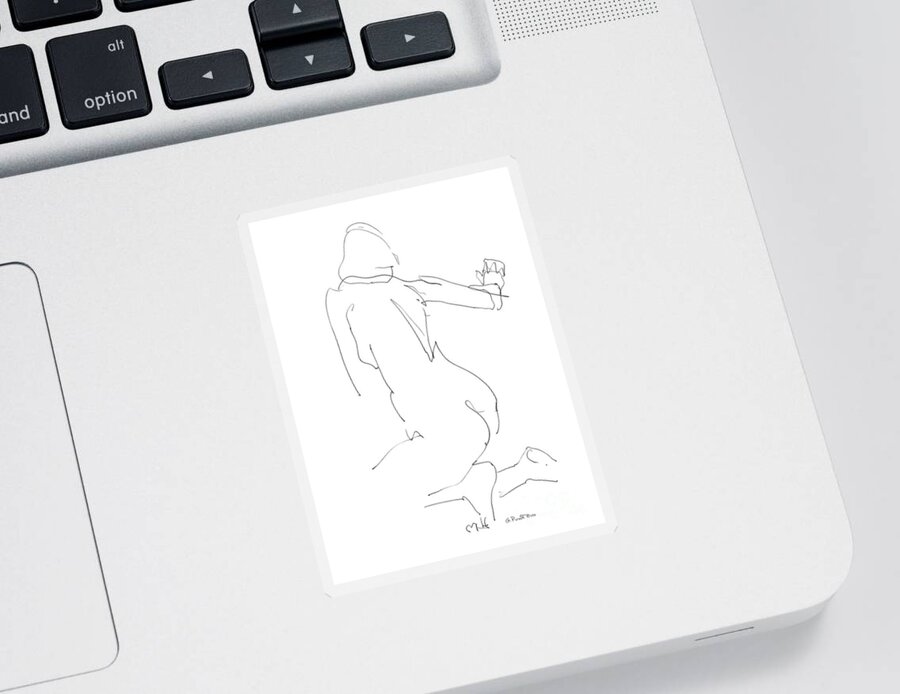 Females Sticker featuring the drawing Nude Female Drawings 8 by Gordon Punt