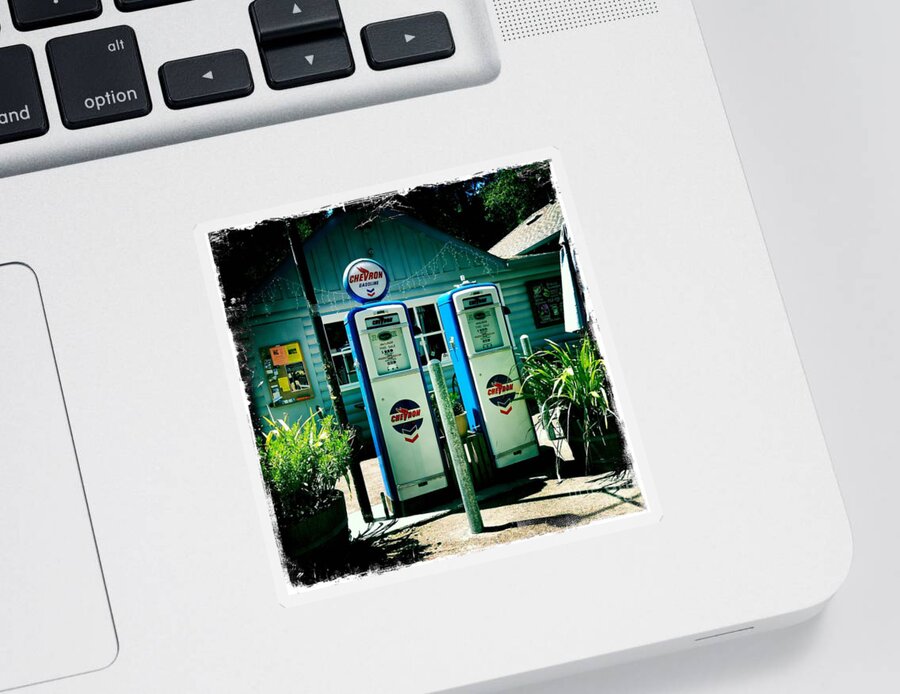 Old Fashioned Sticker featuring the photograph Old Fashioned Gas Station by Nina Prommer