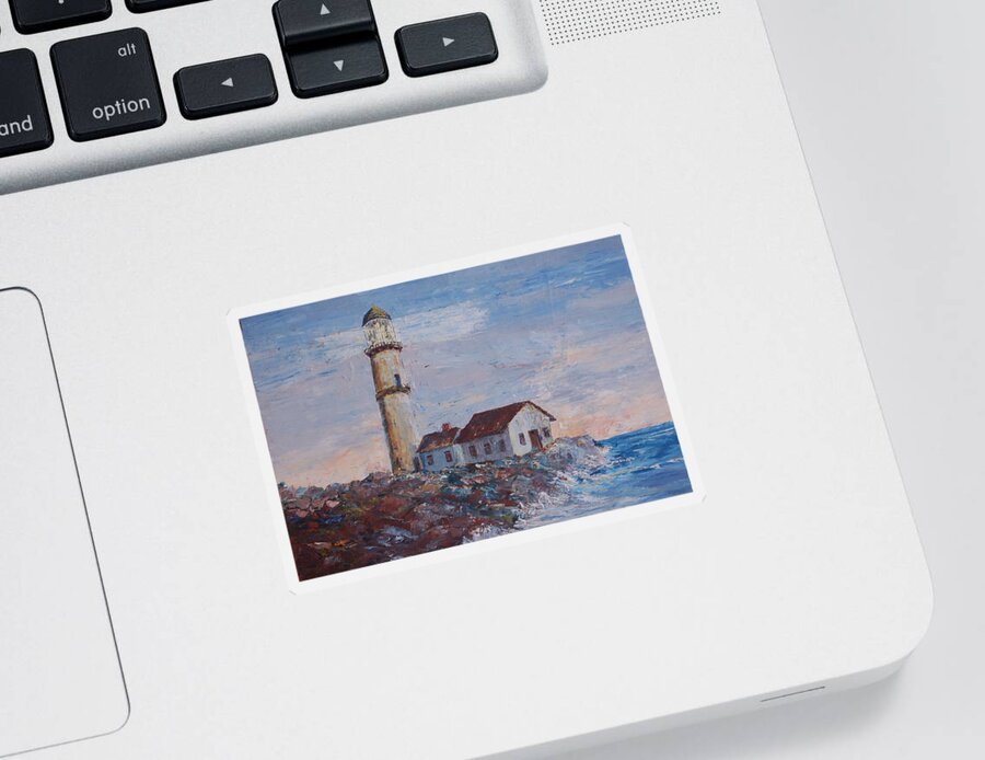 Landscape Sticker featuring the painting On the Rocks by AnnaJo Vahle