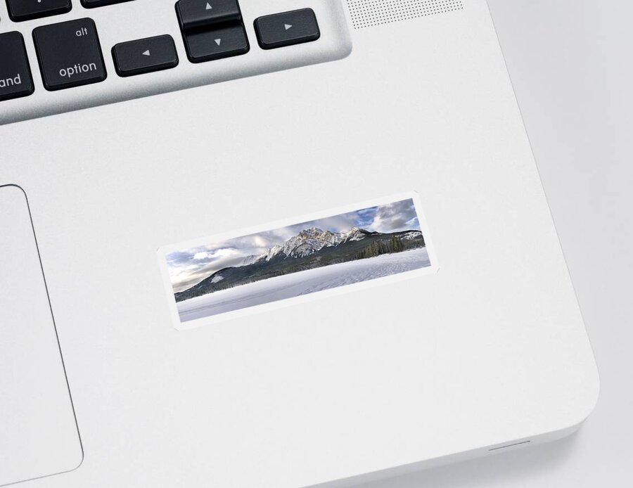 Art Sticker featuring the photograph Pyramid Mountain in Jasper National Park by Randall Nyhof