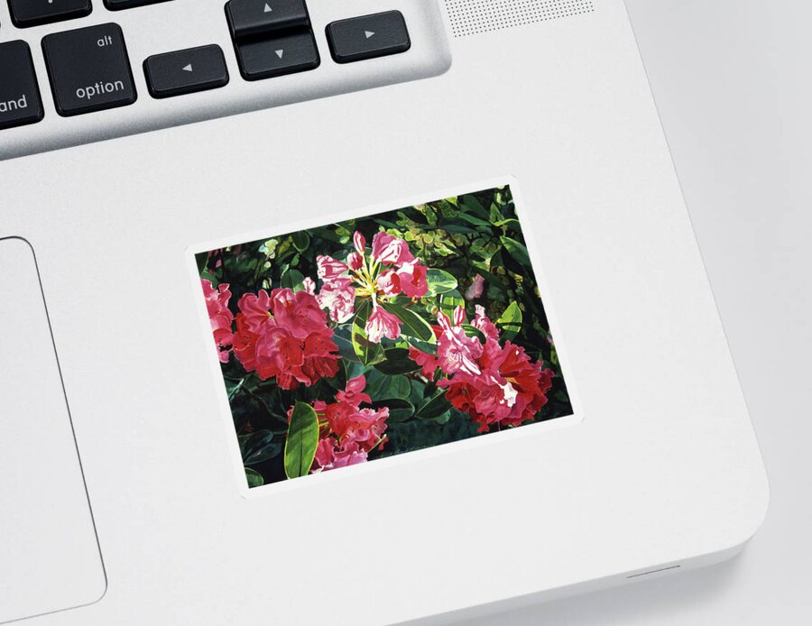 Flower Sticker featuring the painting Red Rhodos by David Lloyd Glover