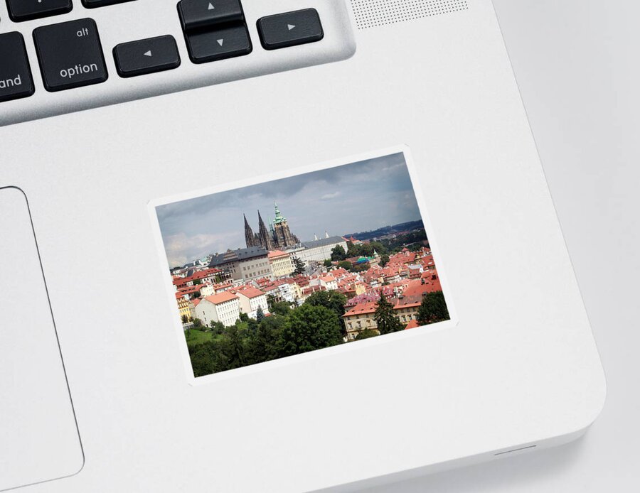 Prague Sticker featuring the photograph Red Rooftops of Prague by Linda Woods