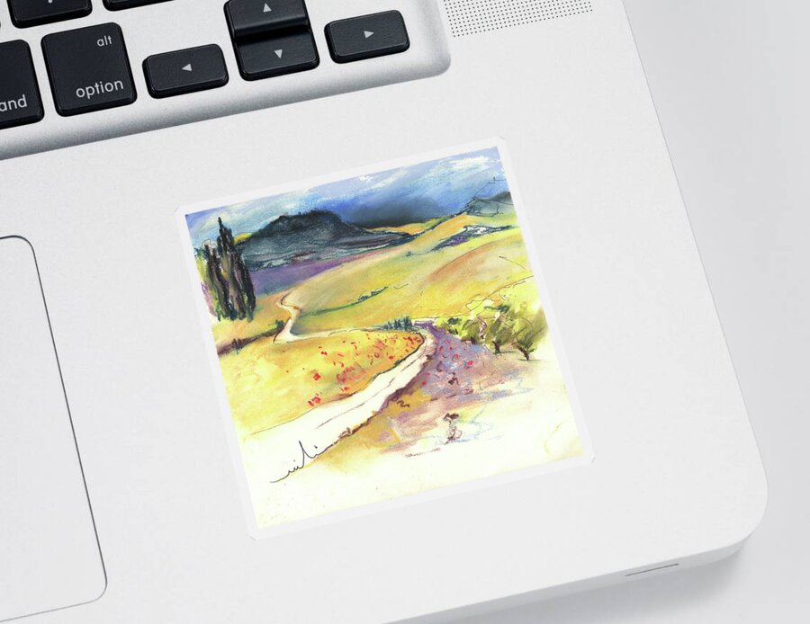 Spain Sticker featuring the painting Ribera del Duero in Spain 06 by Miki De Goodaboom