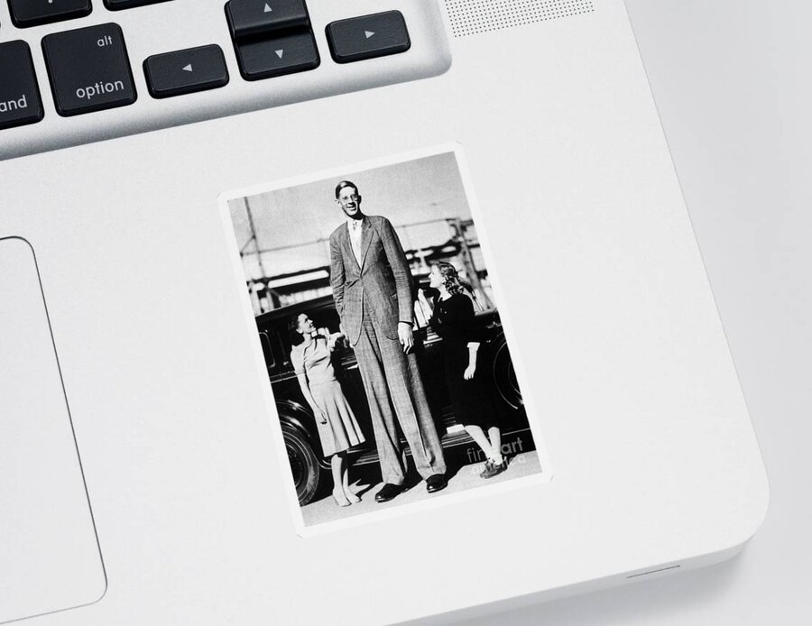 Robert Pershing Wadlow Sticker featuring the photograph Robert Pershing Wadlow, Tallest Man by Science Source