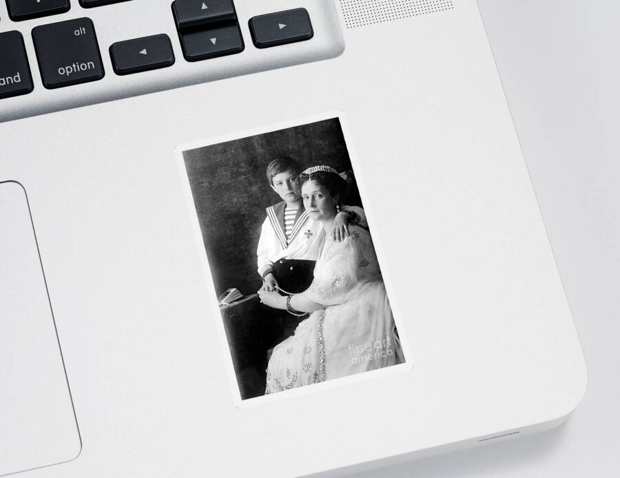 History Sticker featuring the photograph Russian Tsarina Alexandra & Tsarevich by Photo Researchers