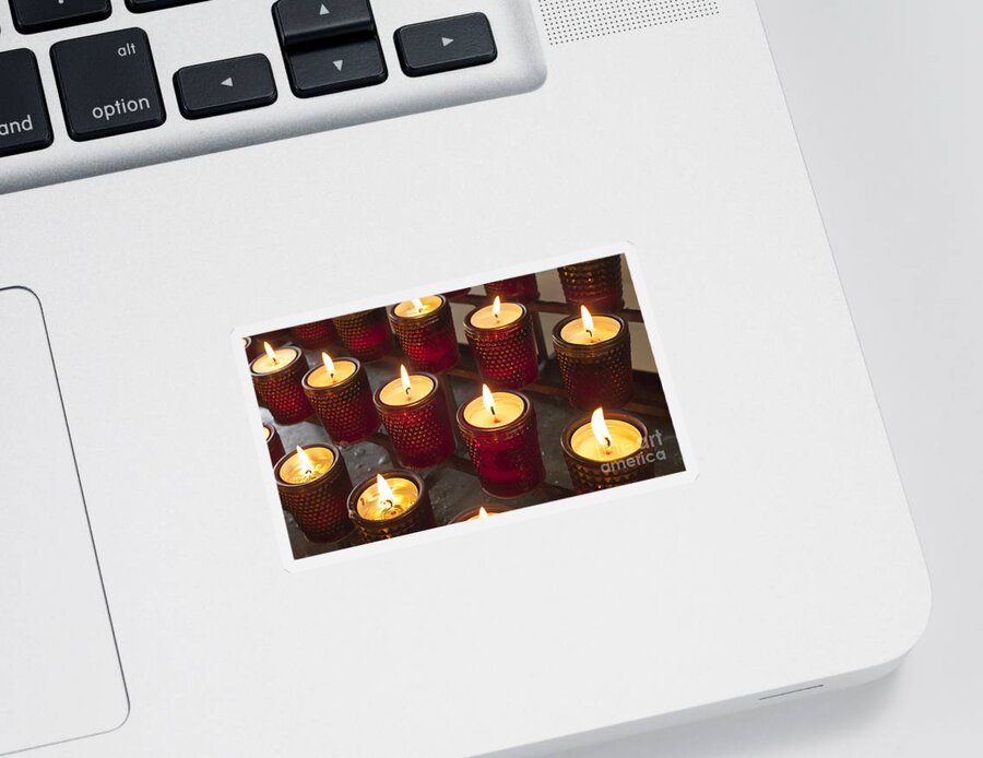 Sacrificial Sticker featuring the photograph Sacrificial Candles by Heiko Koehrer-Wagner