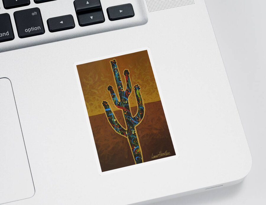 Cactus Sticker featuring the painting Saguaro Gold by Lance Headlee