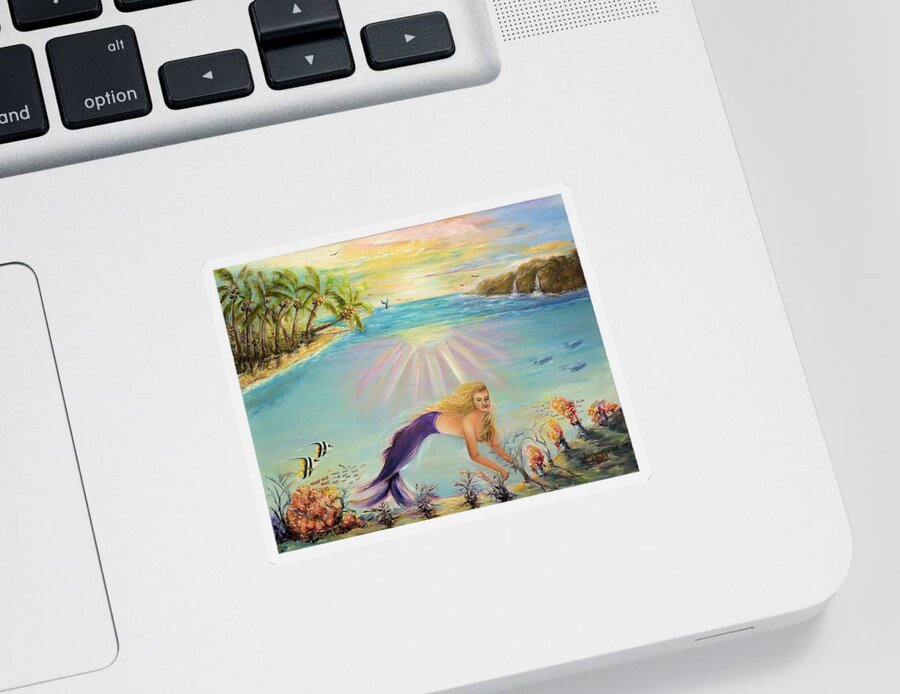 Sea Sticker featuring the painting Sea Mermaid Goddess by Bernadette Krupa