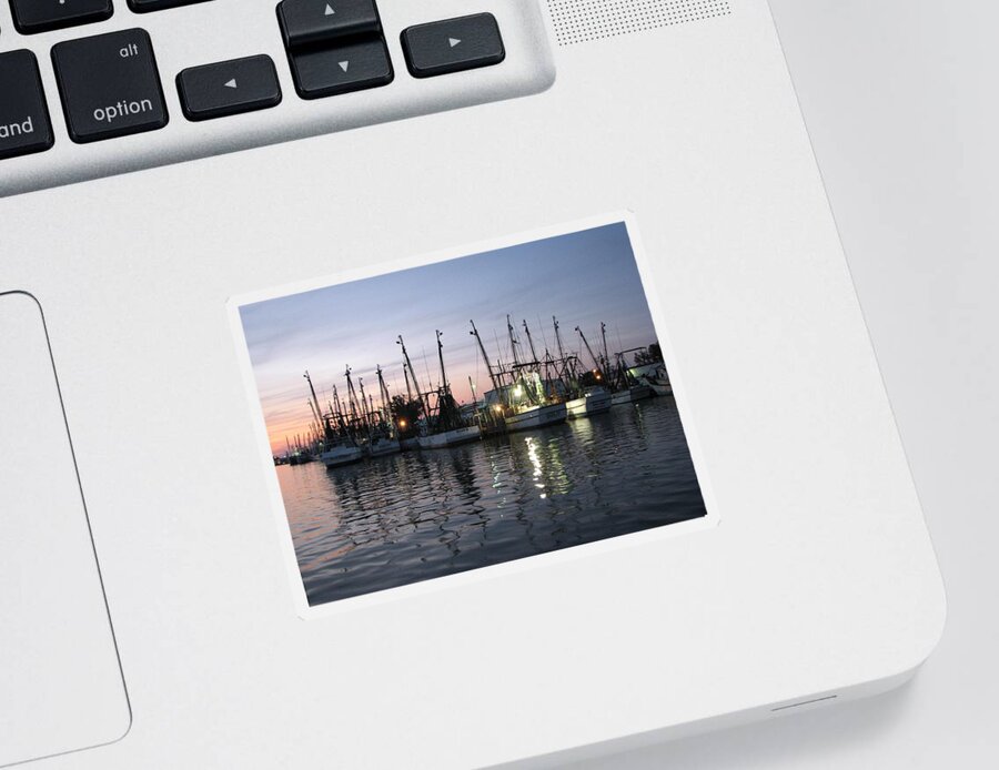 Shrimp Boat Sticker featuring the photograph Shrimp Boat Fleet by Keith Stokes