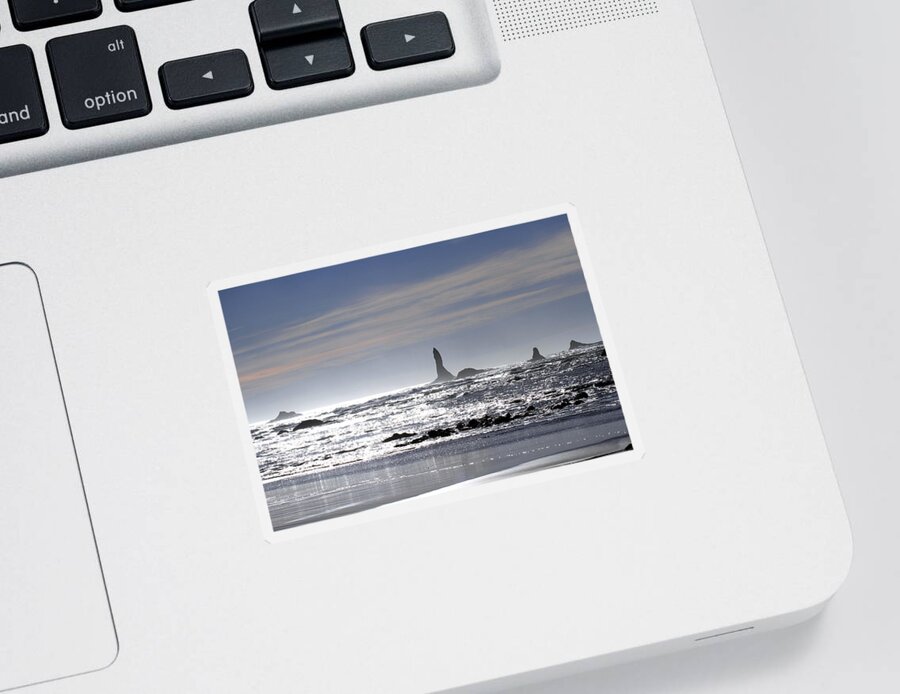 Sensational Seascape Sticker featuring the photograph Silvery Ocean at Second Beach by Marie Jamieson