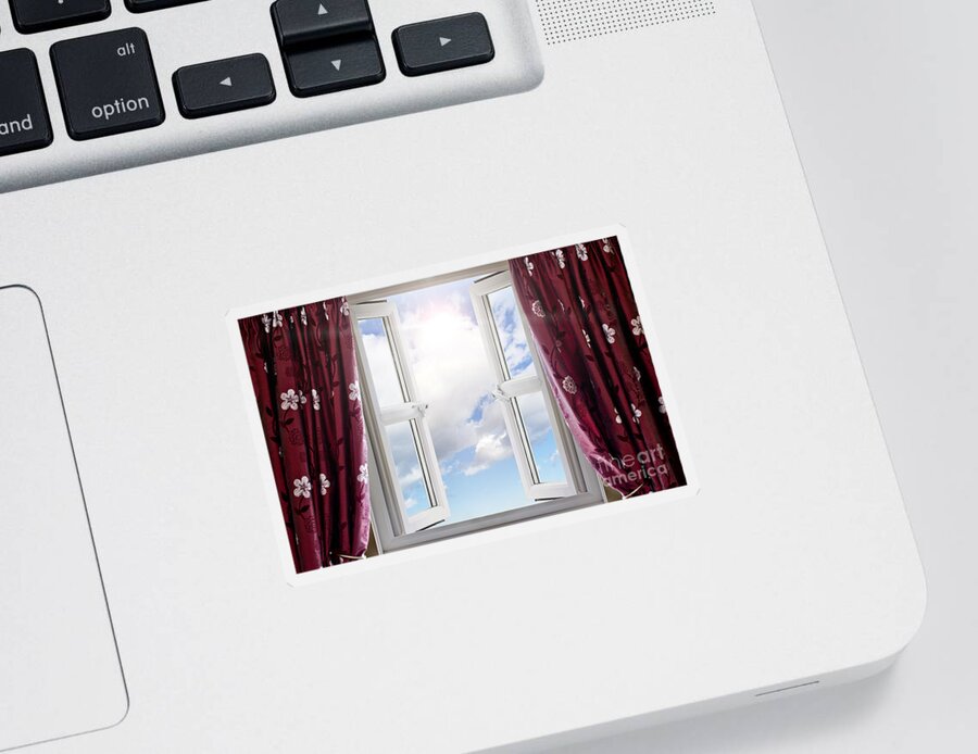 Window Sticker featuring the photograph Sky view through open window by Simon Bratt