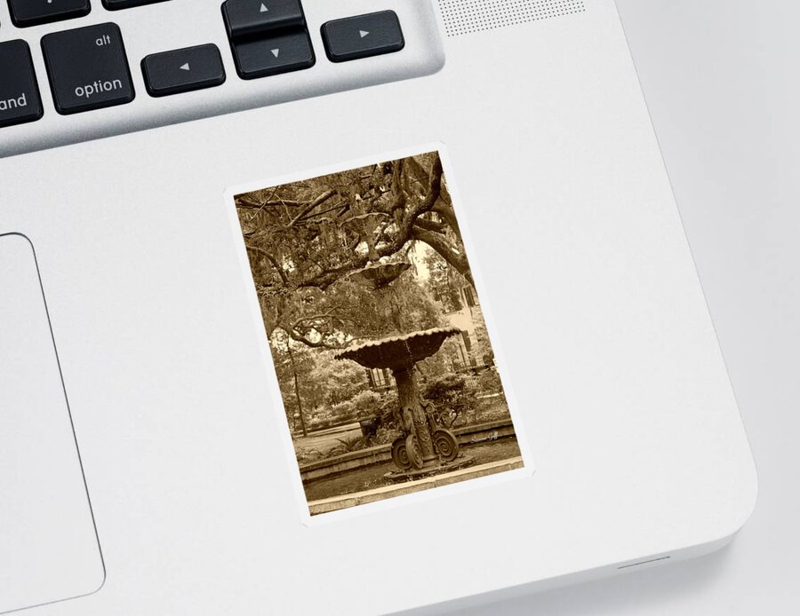 Sepia Sticker featuring the photograph Southern Fountain II in sepia by Suzanne Gaff