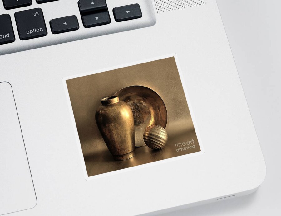 Vase Sticker featuring the photograph Still Life In Gold by Mark Fuller