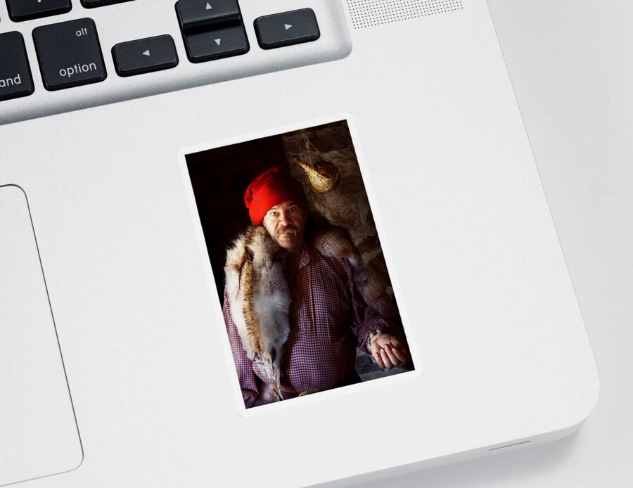 Man Sticker featuring the photograph Taxidermist - Jaque the fur trader by Mike Savad