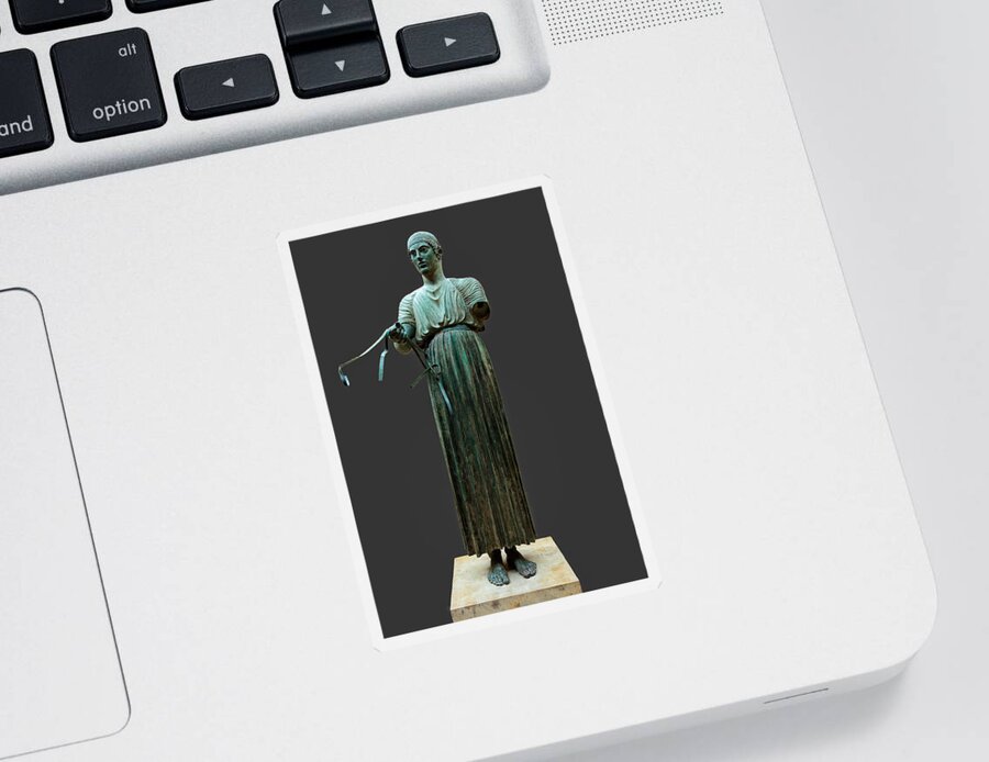Ancient Sticker featuring the photograph The Charioteer - Delphi by Constantinos Iliopoulos