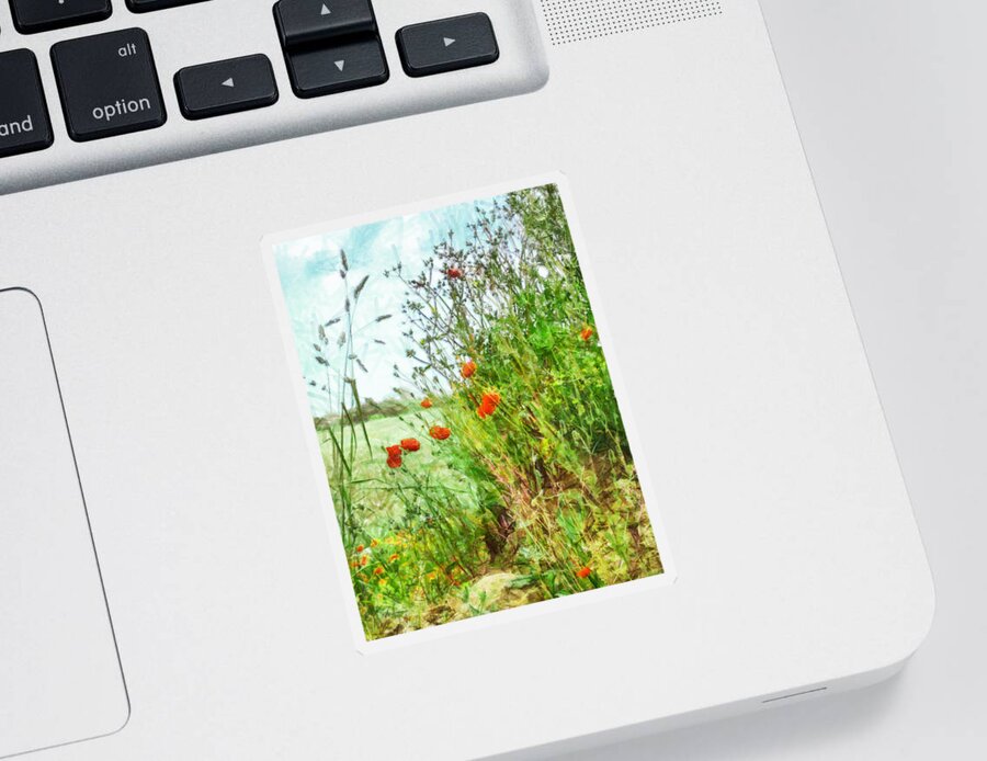 Field Sticker featuring the digital art The Edge of the Field by Steve Taylor