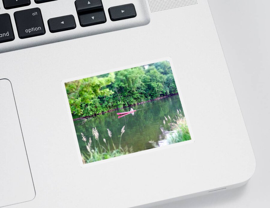 Brandywine River Sticker featuring the photograph The red canoe by Richard Reeve