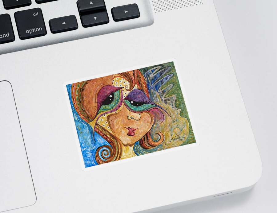 Self Portrait Sticker featuring the painting Time Is Flying By by Tanielle Childers