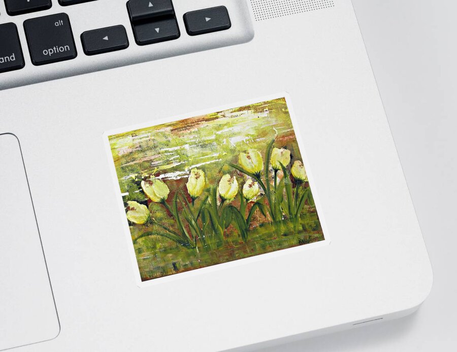 Tulip Sticker featuring the painting Tulip Dance by Kathy Sheeran