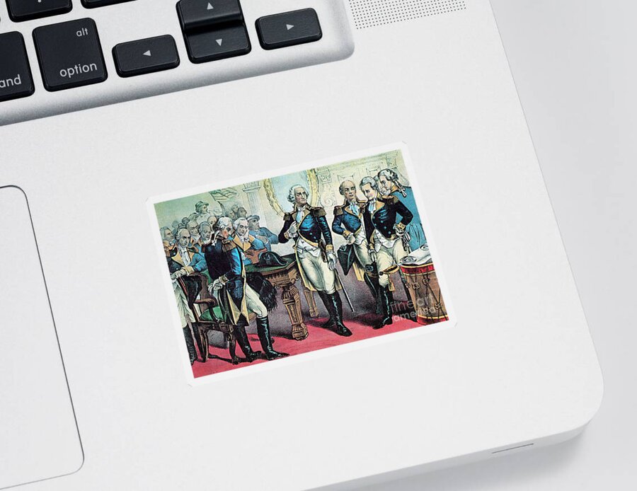 History Sticker featuring the Washingtons Farewell To His Officers by Photo Researchers