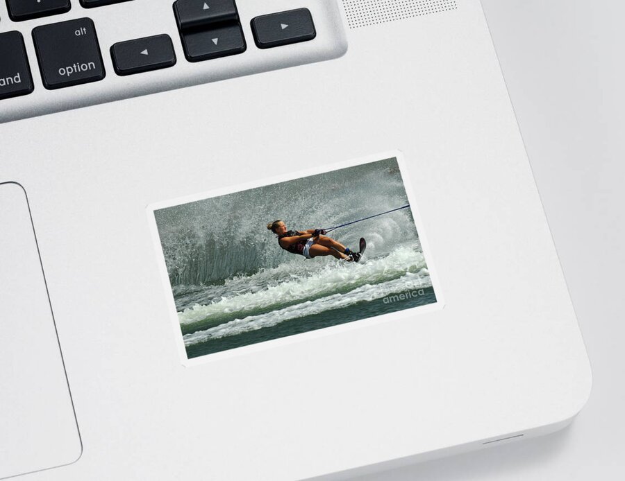 Water Skiing Sticker featuring the photograph Water Skiing Magic Of Water 2 by Bob Christopher