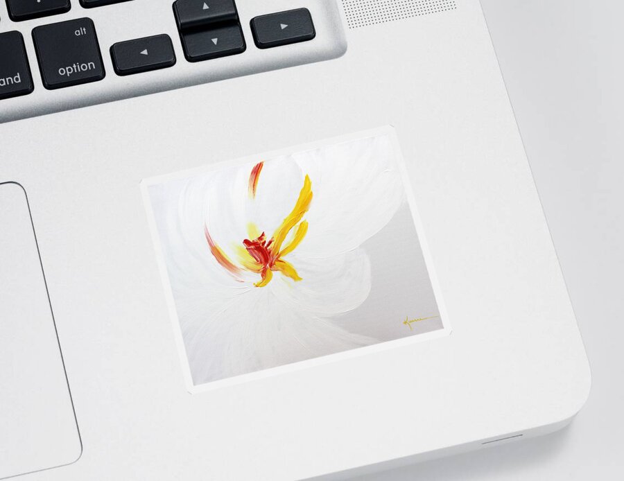 White Flower Sticker featuring the painting White Flower by Kume Bryant