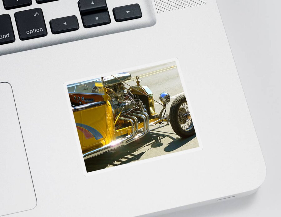 Ford Sticker featuring the photograph Yellow Rat Rod by Pamela Patch
