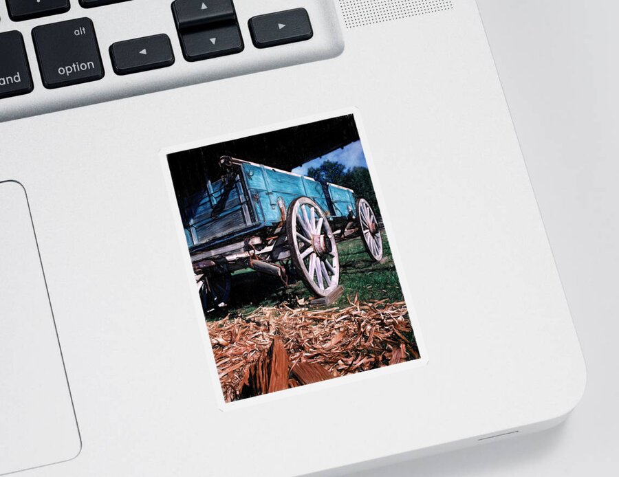 Farm Sticker featuring the photograph Blue Wagon by David and Carol Kelly