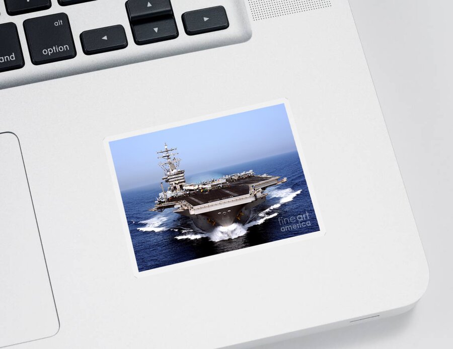Carrier Sticker featuring the photograph The aircraft carrier USS Dwight D Eisenhower by Vintage Collectables